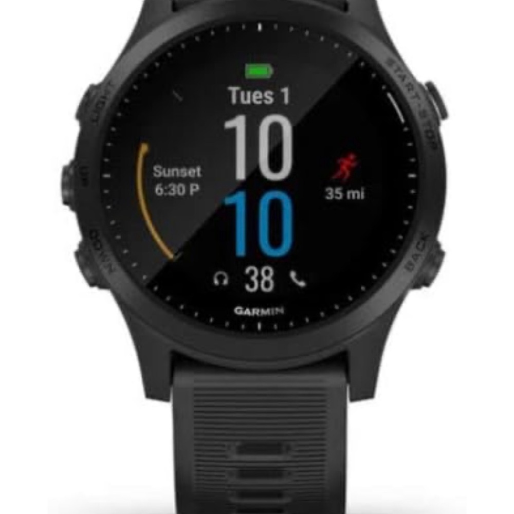 Garmin Forerunner 945 Black Smartwatch with Digital Display and Silicone Strap